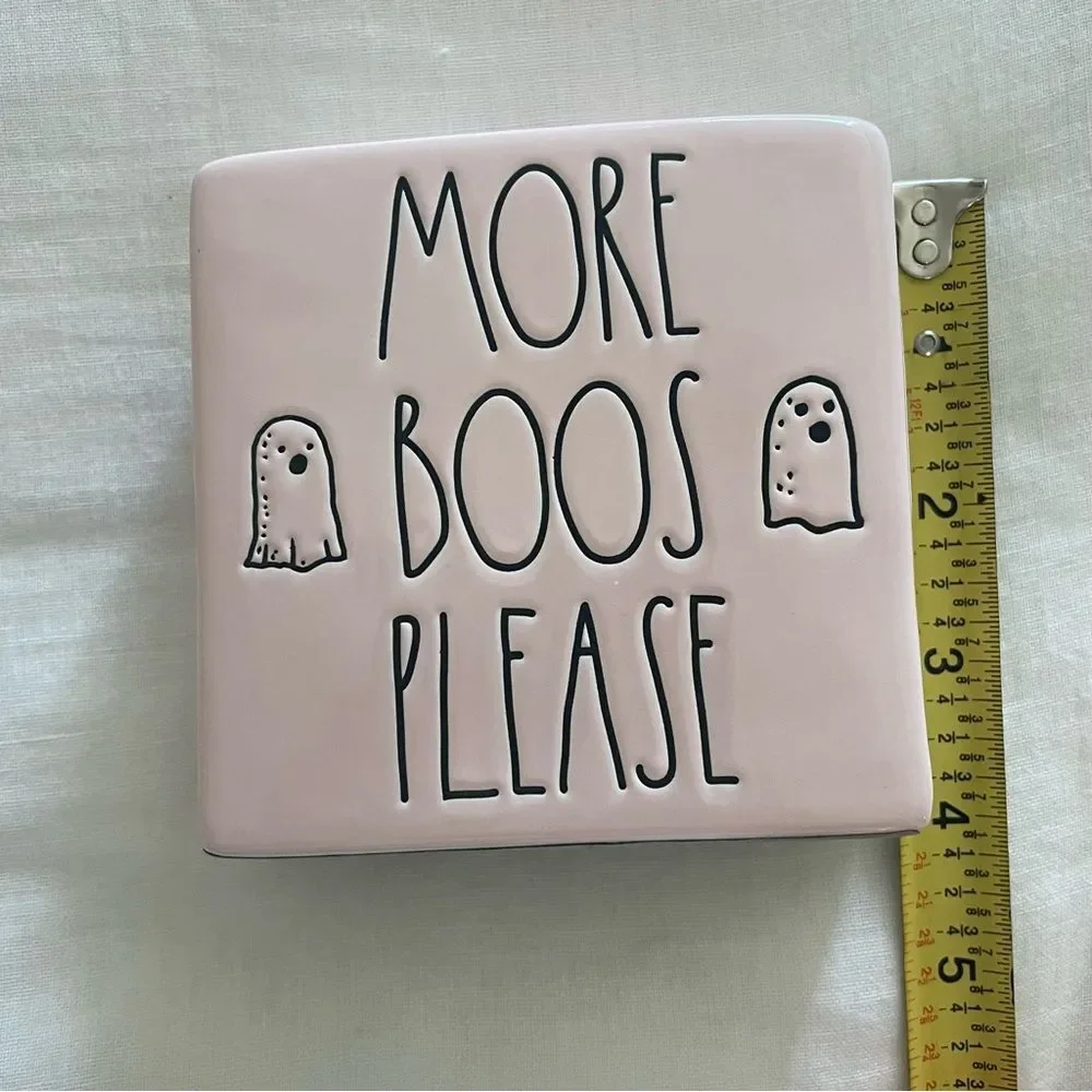 MORE BOOS PLEASE Rae Dunn Ghost Ceramic Sign